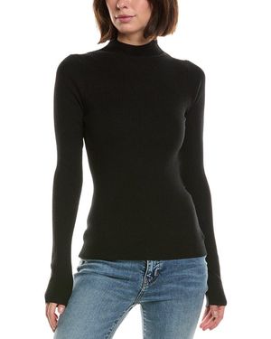 DL1961 Ribbed Turtleneck Wool-Blend Top - Black