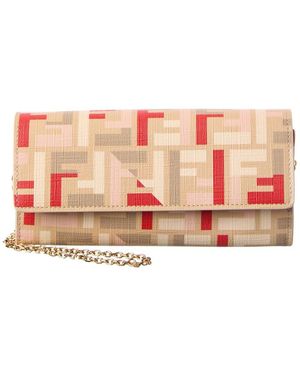 Fendi Roma Ff Wallet On Chain - Pink