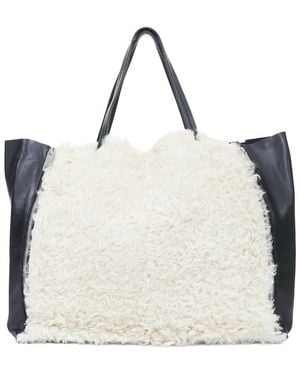 Celine Shearling 2011 Zip Tote (Authentic Pre-Loved) - Natural