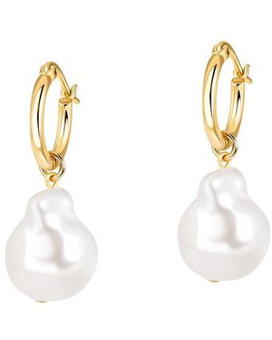 Electric Picks 14K Plated 17.6Mm Pearl Regal Earrings - White