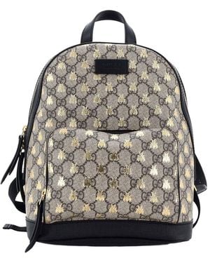 Gucci Zip Pocket Backpack Printed GG Coated Small (authentic Pre-loved) - Black