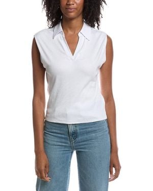 Michael Stars Ester Power Shoulder Polo Shirt - Blue