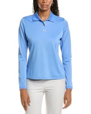 Stella Parker Scallop Pique Polo Shirt - Blue