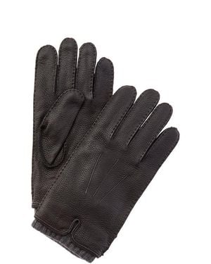 Vince Handsewn Leather & Cashmere Gloves - Black
