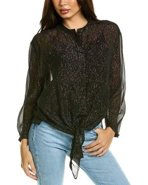 The Kooples Metallic Silk-blend Shirt - Black