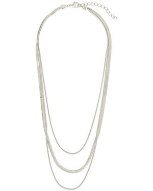 Sterling Forever Everly Layered Herringbone Chain Necklace - White