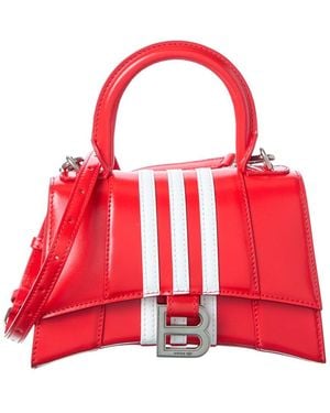 Balenciaga X Adidas Hourglass Xs Leather Top Handle Satchel - Red