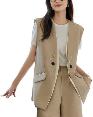 OUNIXUE 2Pc Vest & Short Set - Natural