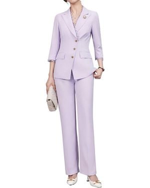 VERA DOLINI 2Pc Blazer & Pant Set - Purple