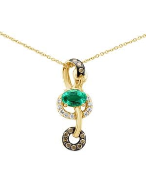 Le Vian 14k 0.92 Ct. Tw. Diamond & Emerald Necklace - White