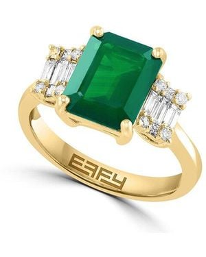 Effy Fine Jewelry 14K 3.31 Ct. Tw. Diamond & Emerald Ring - Green