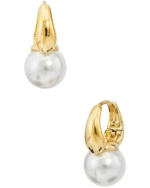 Savvy Cie 18k Plated 12mm Pearl Earrings - Metallic