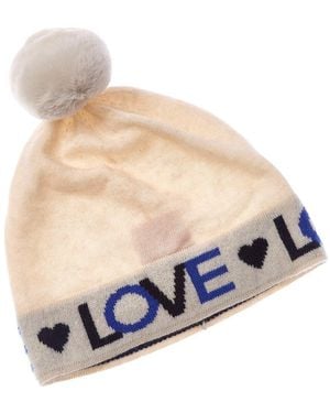 Brodie Cashmere Love Pom Pom Cashmere Hat - Blue