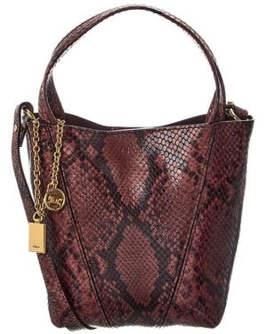 Chloé Spin Small Python-Embossed Leather Bucket Bag - Purple