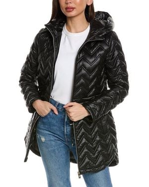 Via Spiga Chevron Quilted Coat - Black