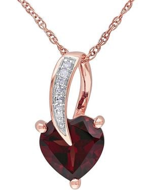 Rina Limor 10k Rose Gold 1.42 Ct. Tw. Diamond & Garnet Pendant Necklace - Pink