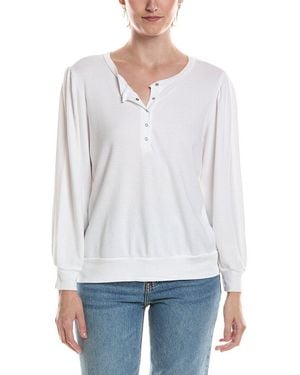 Michael Stars Sophy Puff Sleeve Henley T-shirt - White