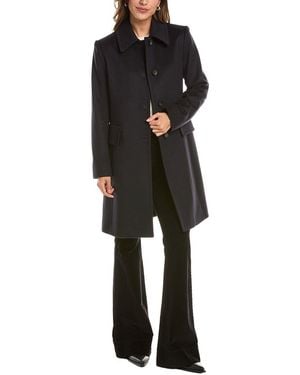 Fleurette Club Collar Wool Coat - Black