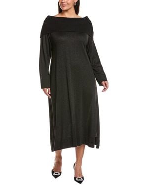 Marina Rinaldi Plus Glamour Wool-Blend Knitted Dress - Black
