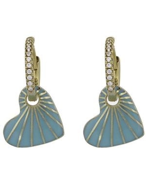 Ebru Jewelry Love Hoop Earrings - Green