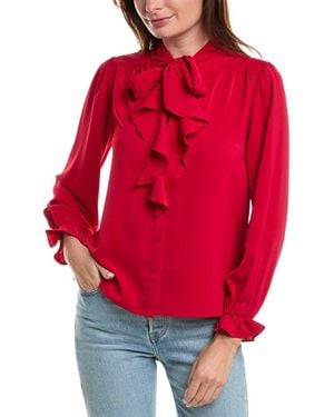 Nanette Lepore Scarf Print Button-Front Blouse - Red