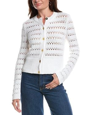 St. John Cable Knit Cardigan - White