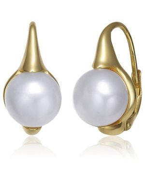 Rachel Glauber 14k Over Silver 9.8-9.8mm Pearl Earrings - White