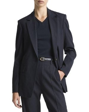 Vince Linen-Blend Single Breasted Blazer - Blue