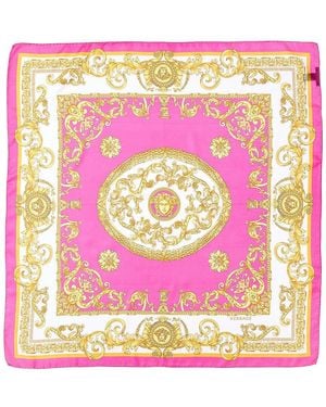 Versace Barocco Print Silk Scarf - Pink