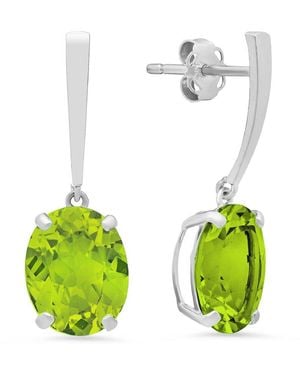 MaxColor 14k 4.30 Ct. Tw. Peridot Drop Earrings - White