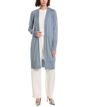 Lafayette 148 New York Open Front Cashmere & Silk-Blend Cardigan - Blue