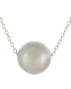 Splendid Silver 10-11mm Freshwater Pearl Pendant Necklace - Grey