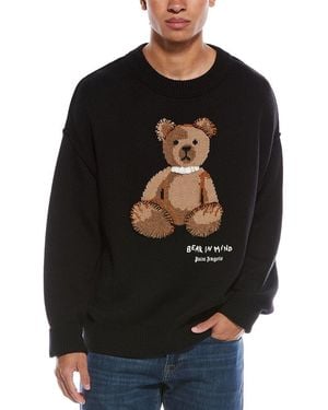 Palm Angels Bear In Mind Wool Crewneck Sweater - Black