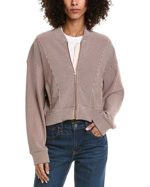 Vintage Havana Stripe Cord Fleece Jacket - Grey