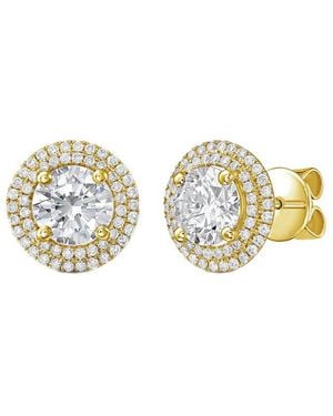 Diana M. Jewels Diana M. 14K 4.00 Ct. Tw. Lab-Grown Diamond Halo Earrings - Metallic