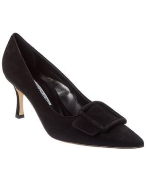 Manolo Blahnik Maysale 70 Suede Pump - Black