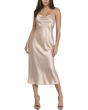 Bebe Satin Cowl Midi Dress - Natural