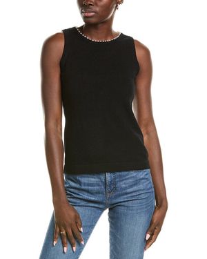 Sofiacashmere Embellished Trim Cashmere Tank Top - Black