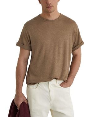 Reiss Langley Linen T-Shirt - Brown