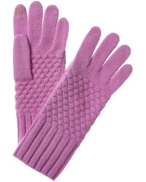 Hannah Rose Raised Diamond Stitch Cashmere Gloves - Purple