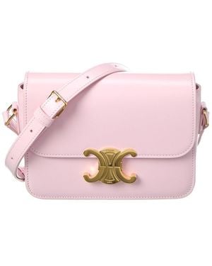 Celine Teen Triomphe Leather Shoulder Bag - Pink