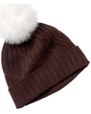 Hannah Rose Wide Cable Cashmere Hat - Brown