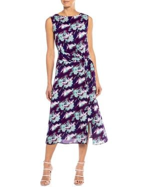 Santorelli Dori Silk-Blend A-Line Dress - Blue