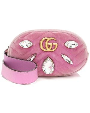 Gucci Pink Matelasse Velvet & Leather Belt Bag, Size 34 (authentic Pre-loved) - Purple
