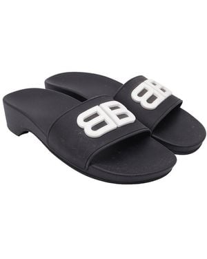 Balenciaga Rubber Bb Pool Clog (Authentic Pre-Loved) - Black