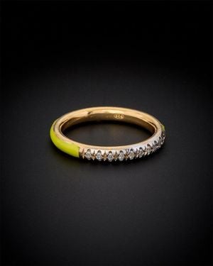Italian Gold Over Silver 18K Italian Vermeil 0.12 Ct. Tw. Diamond Enamel Ring - Black