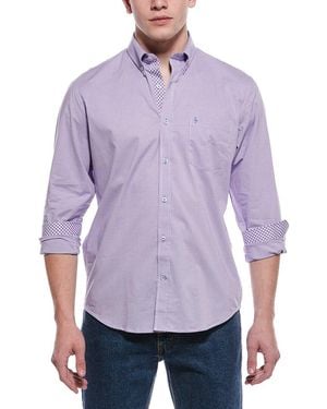 Tailorbyrd Signature Micro Gingham Button Down Shirt - Purple