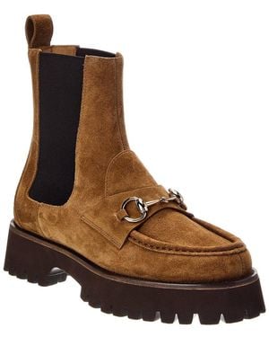 Gucci Horsebit Suede Bootie - Brown