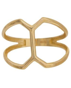 Italian Gold 10K Geometric Ring - White