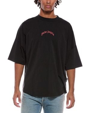 Palm Angels Back Curved Logo Over T-Shirt - Black